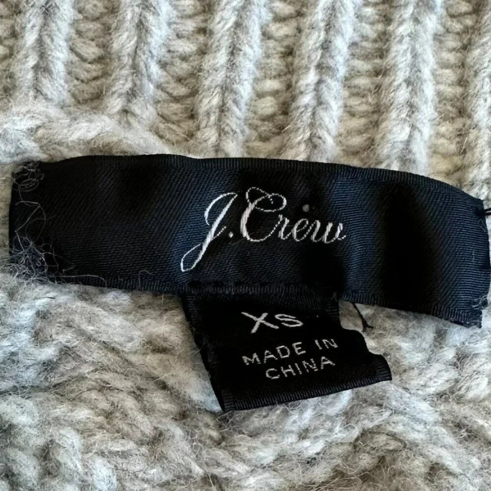 J. Crew Grey Cable Knit Pullover Sweater Crew Neck Sequin Stripe Size XS Women's